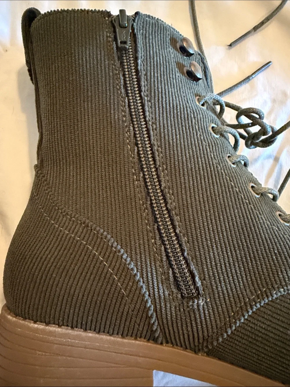 Sonoma Olive Lace-Up Combat Boots with Tan Lug Sole - Picture 2 of 9
